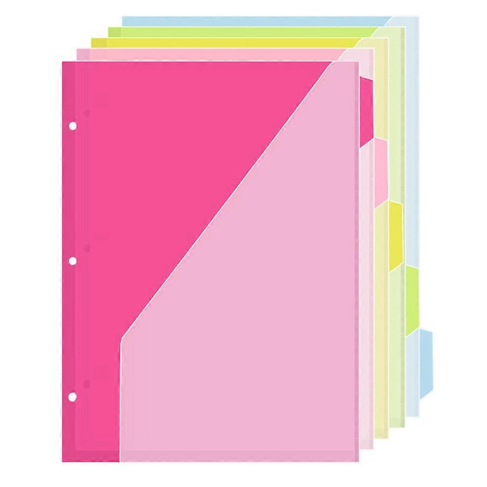 Binder Dividers with Tabs Three Hole for Classification 5Pcs Plastic Pocket Dividers
