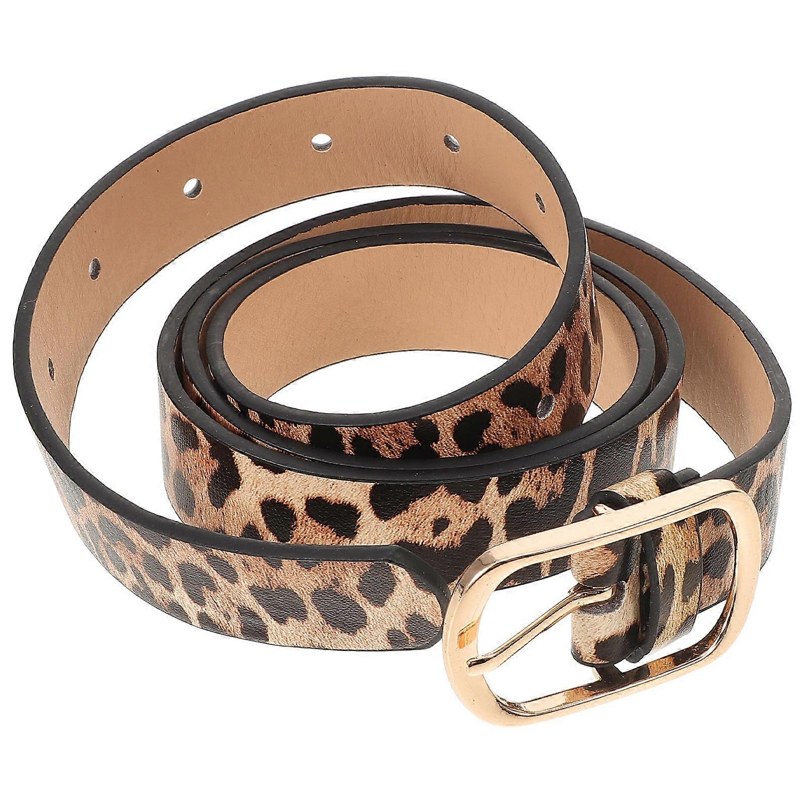 Leopard Print Fashion Belt for Women Made of Alloy and One Size Fits Most