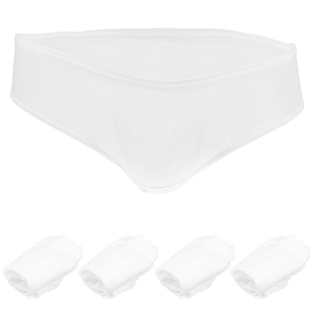 Disposable Underwear for Men Breathable Knitted Fabric White Briefs with Elastic Band 5 Pieces