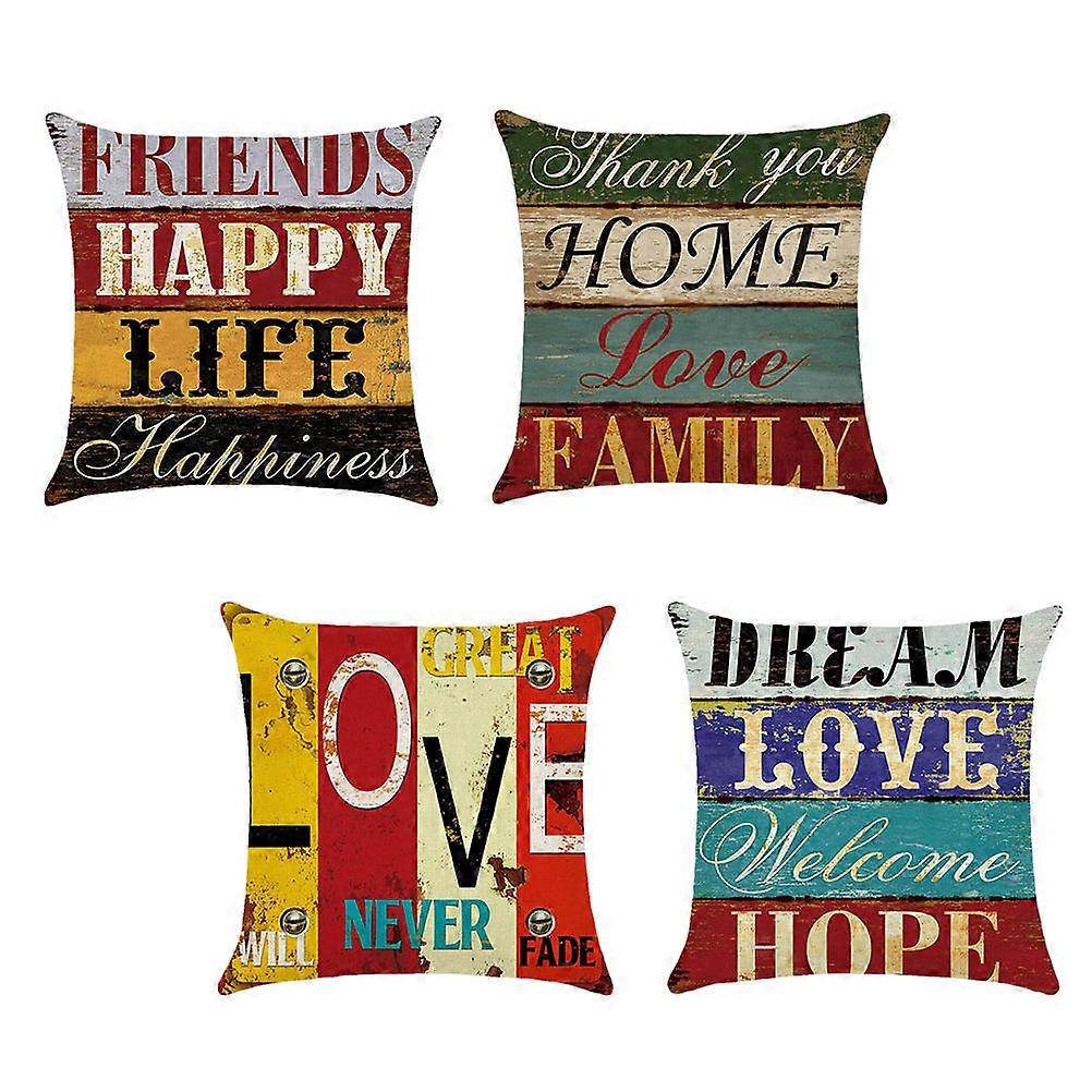 Retro Home Pillowcase Assorted Color For Car Coffee Shop 45x45cm 4Pcs