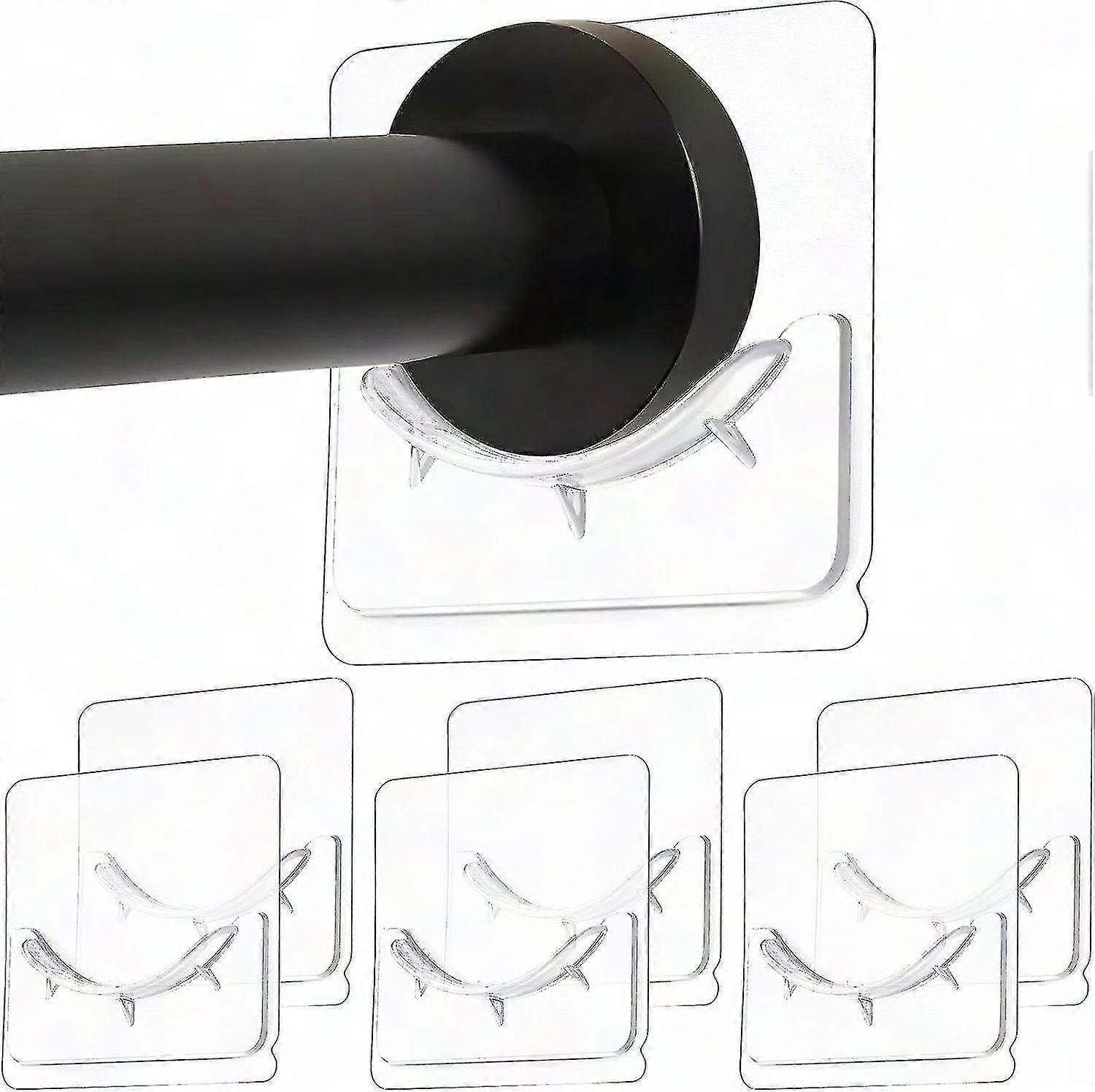 6-Piece Shower Rod Bracket Set, Wall-Mounted No-Drill Adhesive Support for Easy Installation