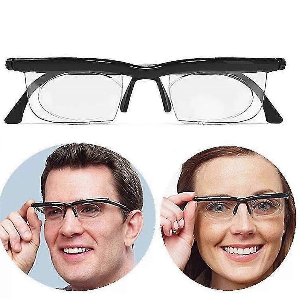 Dial Adjustable Glasses Variable Focus For Reading Distance Vision Eyeglasses