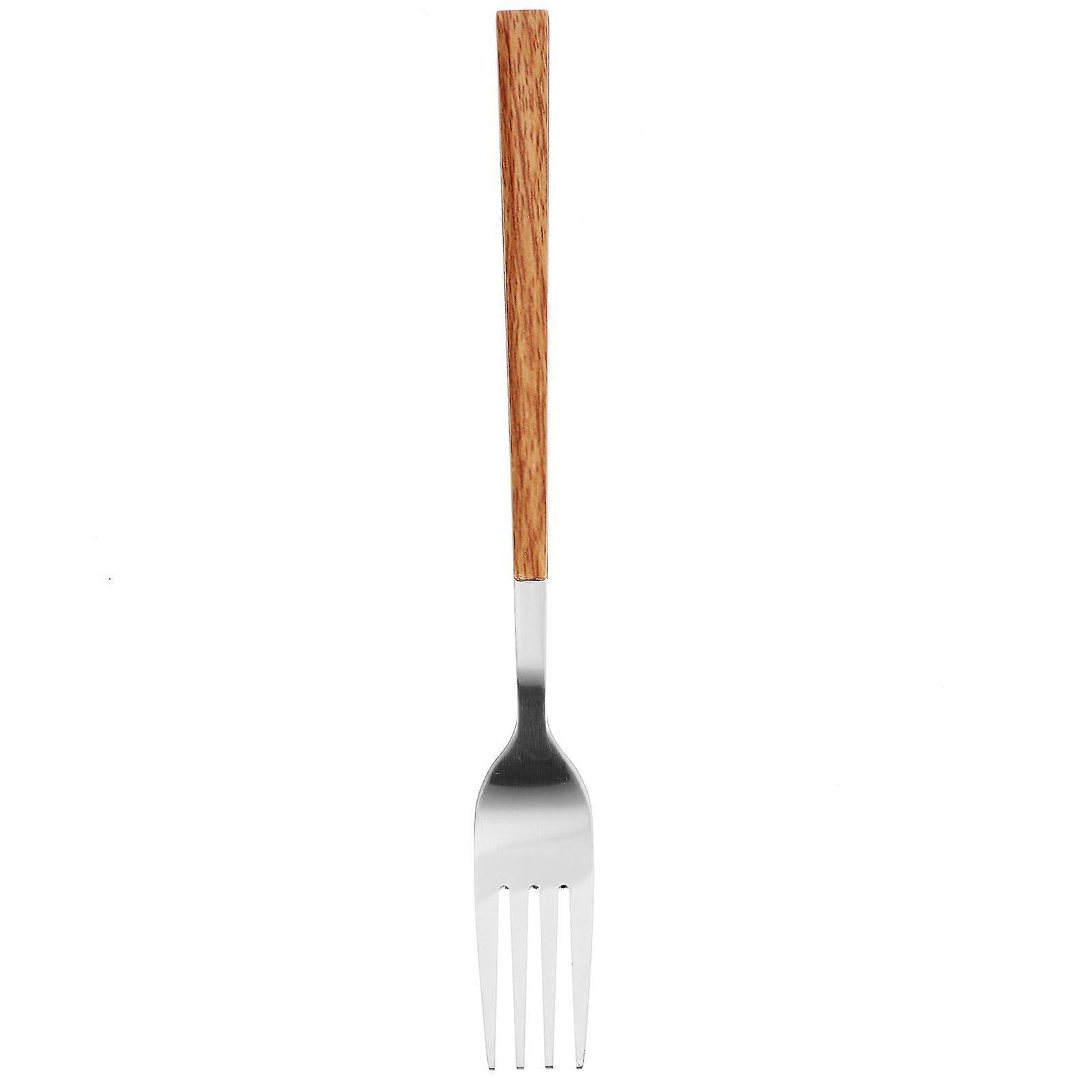Wooden Handle Steak Fork for Baby Use Multi Color Ergonomic Design with Stainless Steel Long Handle