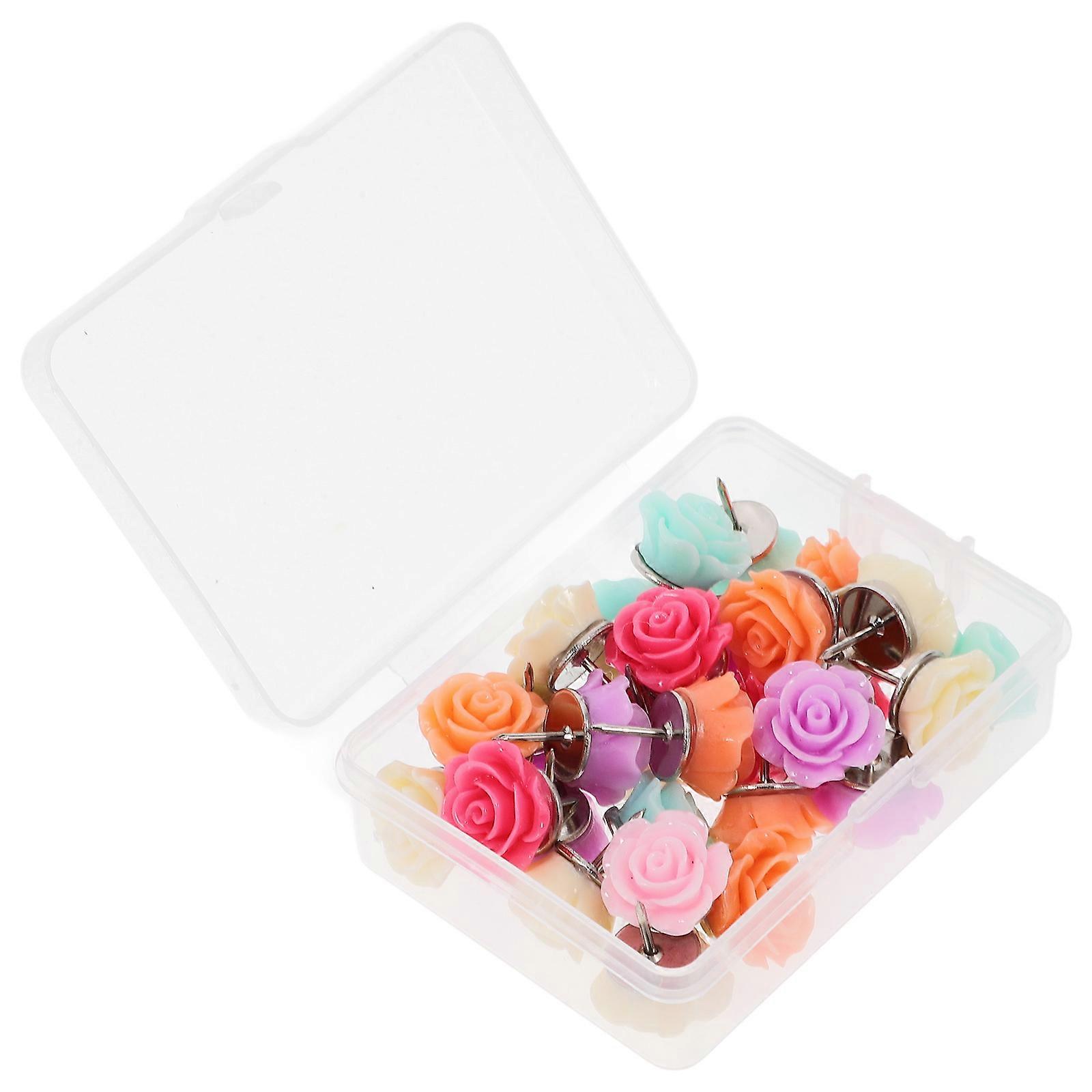Delicate FlowerShaped Resin and Iron Pushpins for Cork Board Assorted Color 30pcs