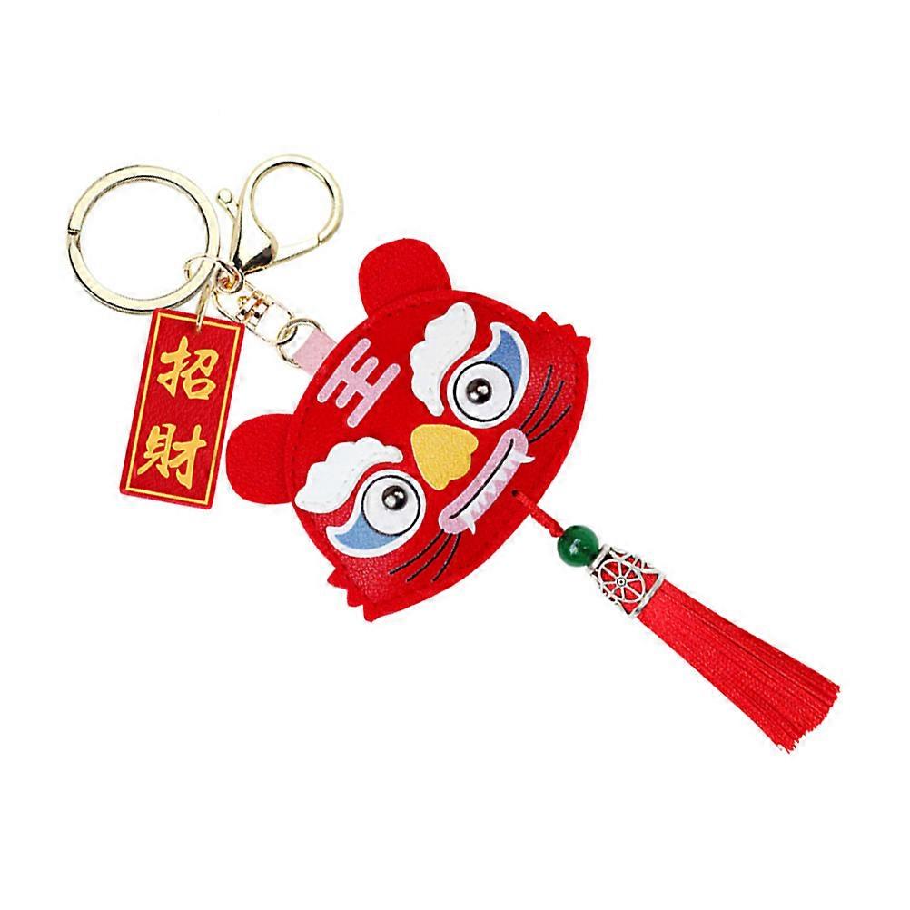 Durable Key Ring for Decoration Red PU Material Portable Size Lightweight 3 5 Inches