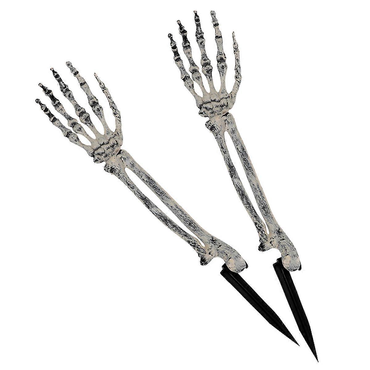 Halloween Skeleton Hands 2Set Bone Shape Figurines Assorted Color Adjustable Joints Theme Bars Props