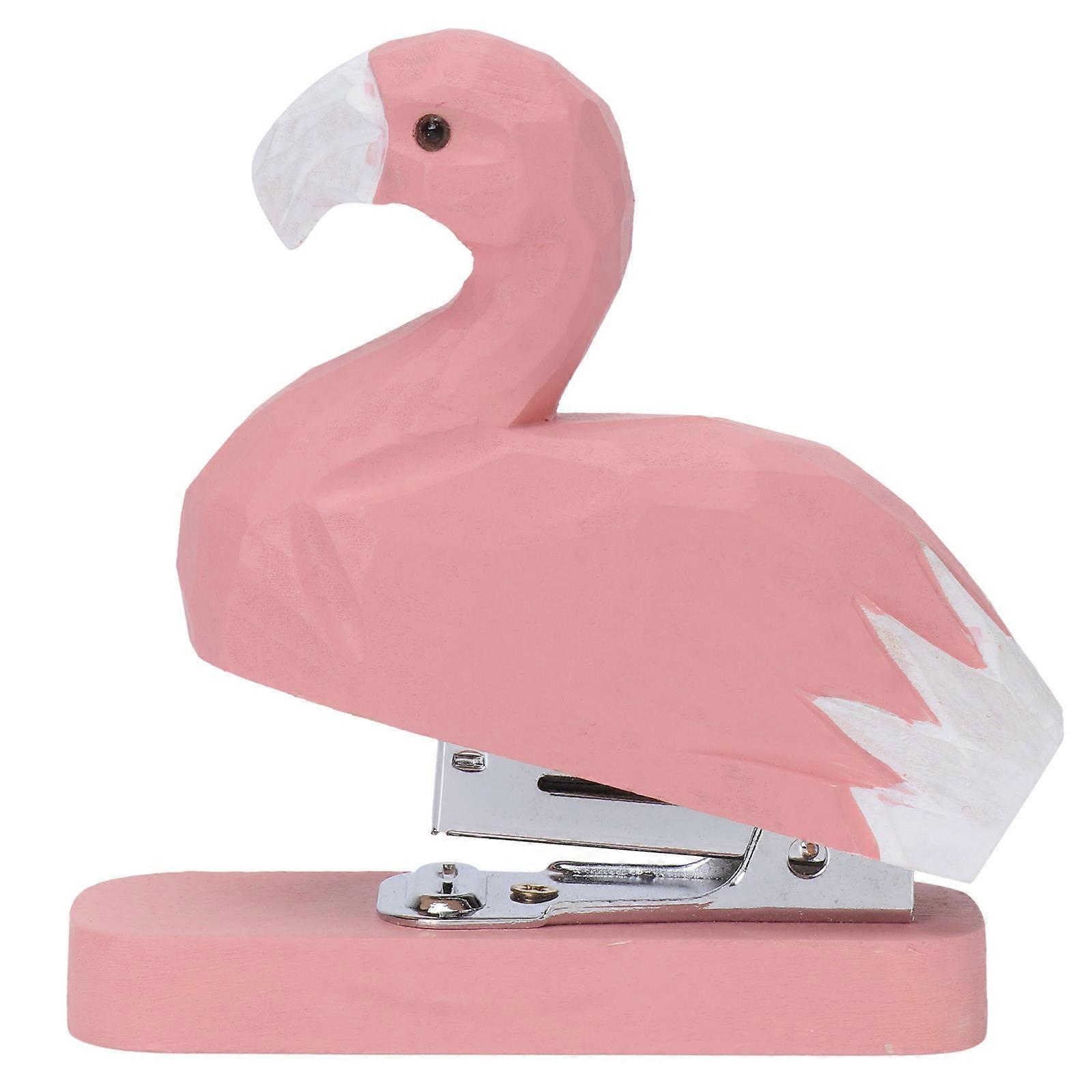 Wood Desktop Stapler Flamingo Shape Portable Creative Book Sewer For Office Workers .00X9.00X4.00CM 1Pcs
