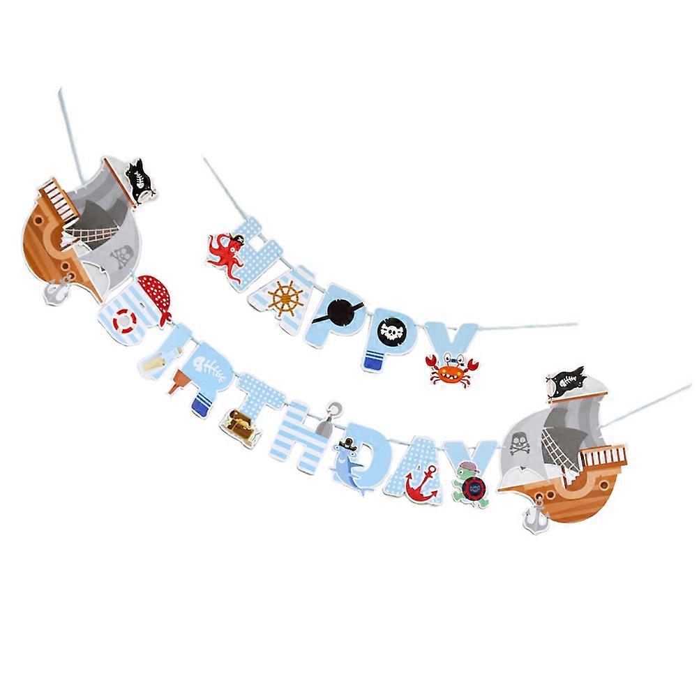 Kids Birthday Party Banner Cartoon Design Assorted Color Hanging Decoration Rectangle Shape 1 Set
