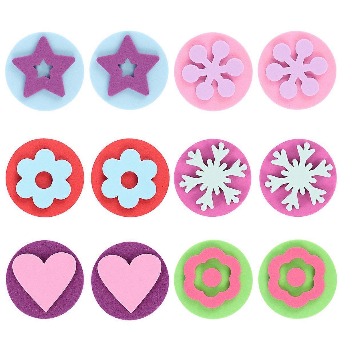 EVA Double Sided Painting Stamps 12pcs Educational DIY Drawing Tools for Early Learning, Round Graffiti Templates for School & Craft Activities