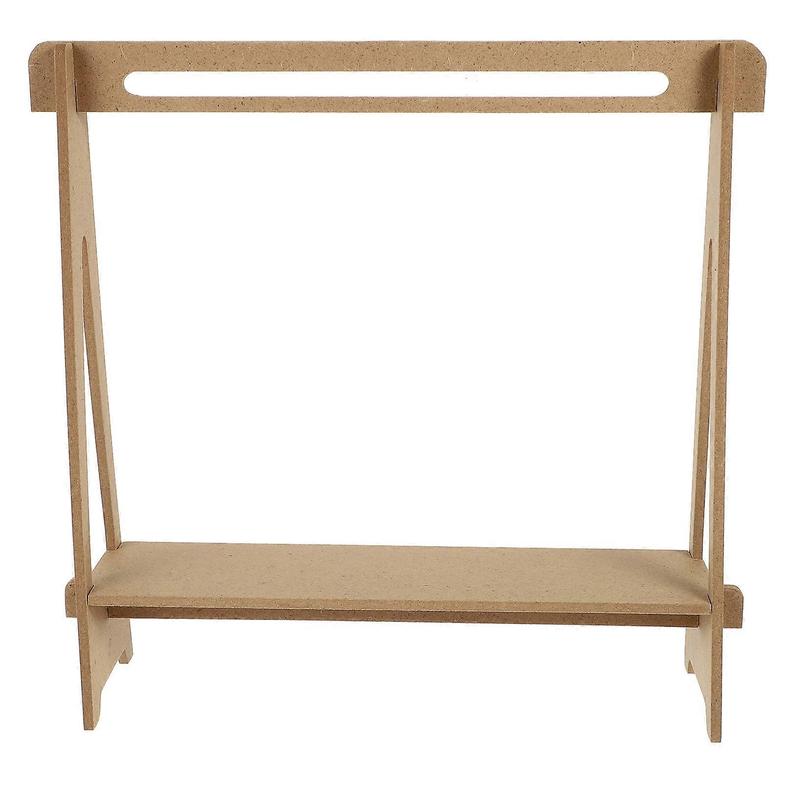 Khaki Mini Garment Rack for Doll House Decor with Synthetic Material Small Size Lightweight