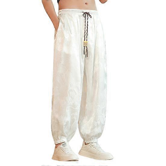 Herren Freizeithose mit Ethno Vintage Print Elastischer Bund Multi-Pocket-Design Sporthose Pumphose Alltagskleidung