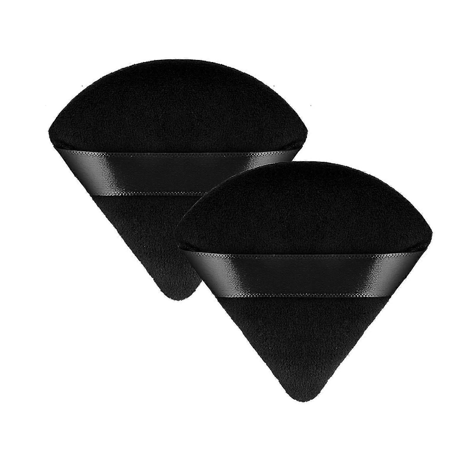 2-Piece Reusable Triangle Makeup Puffs with Strap for Loose Powder