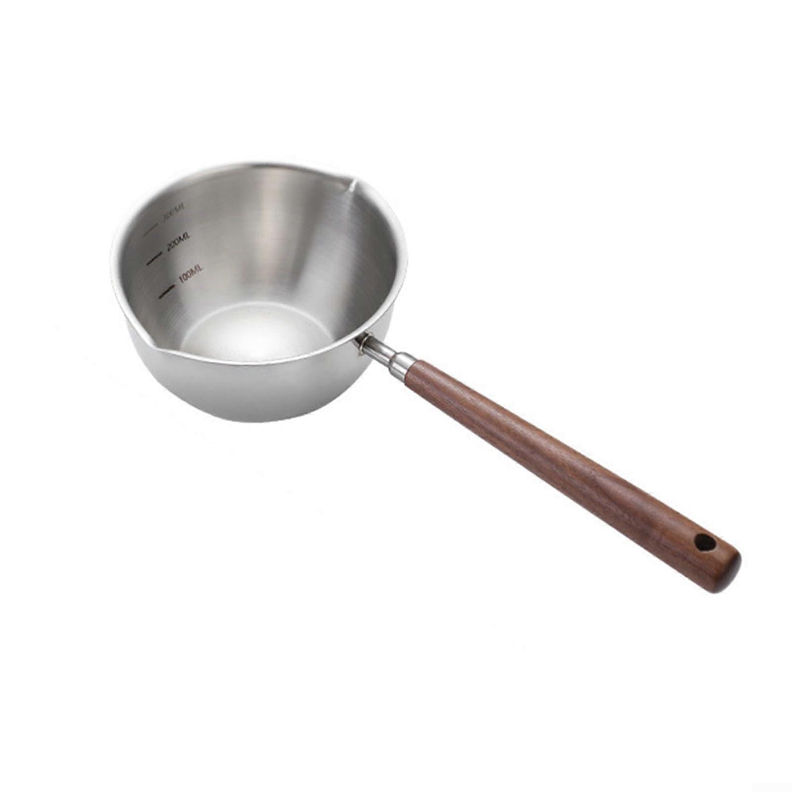 Stainless Steel Induction Saucepan With Wooden Handle Size M, Induction Compatible, For Eggs, Oil, Milk And Chocolate
