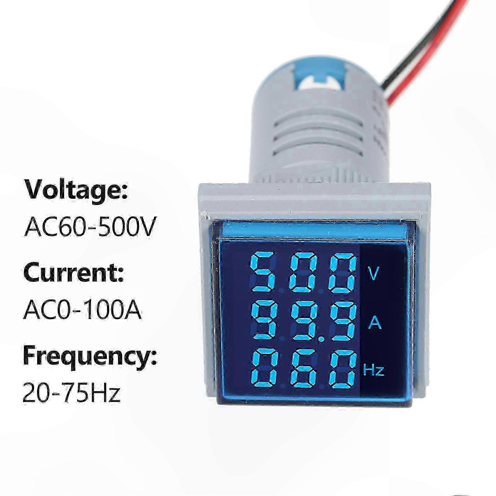 Digital Voltmeter Ammeter Frequency Meter Monitor with LED Display for Voltage Current Measurement AC
