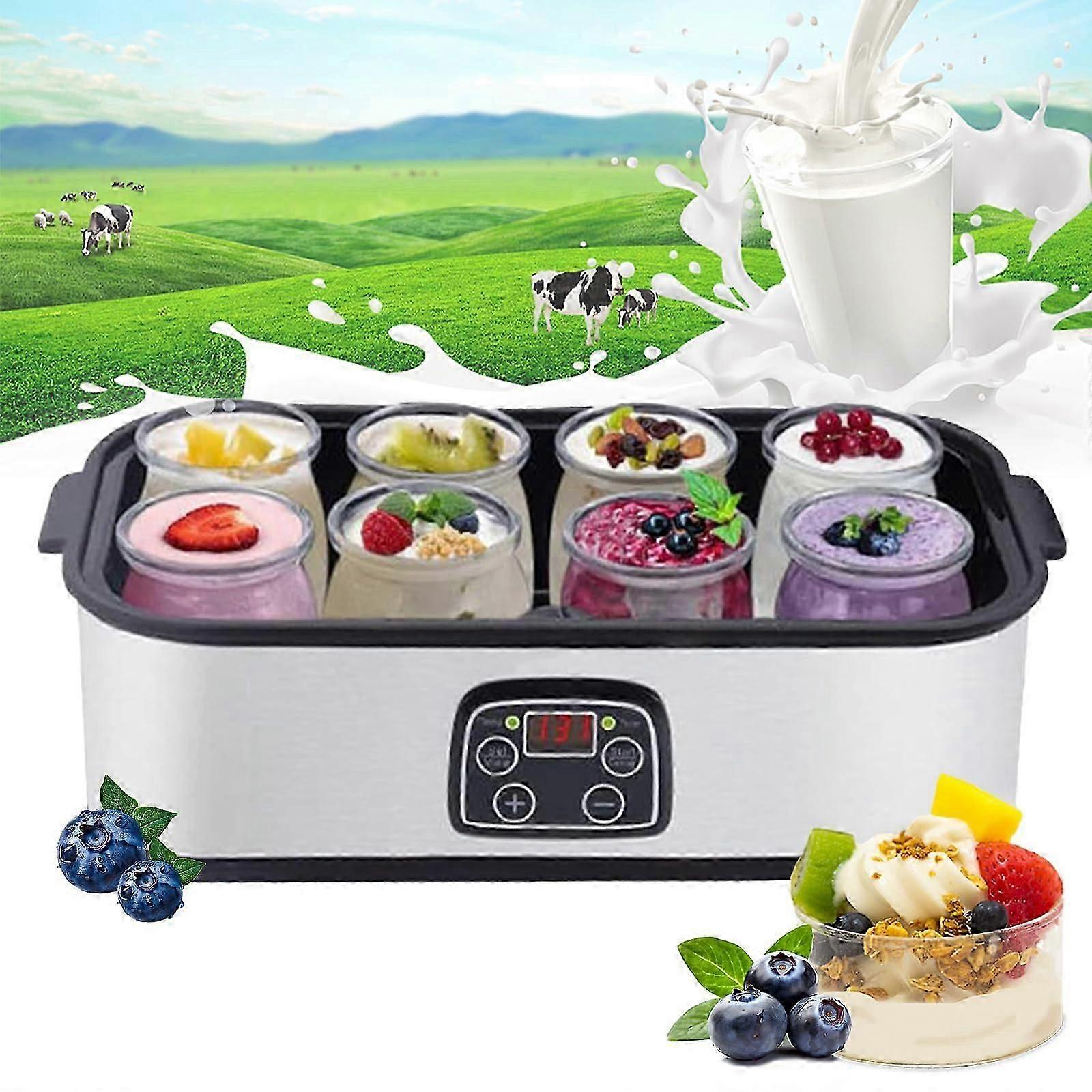 Ultimate Yogurt Makers, 1400 ml with 8 Glass Jars, LCD Display, Timer, Adjustable Temperature