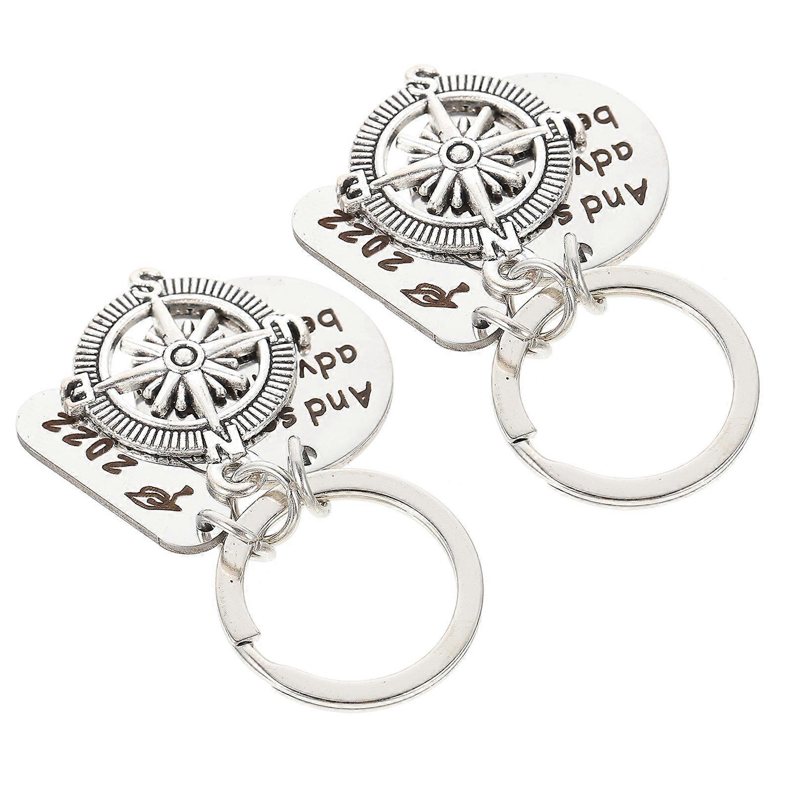 Graduation-Themed Keyring For Classmates 2.5CM Silver Key Chain 2Pcs Key Decoration