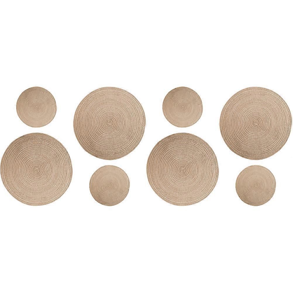 8Pcs Round Woven Table Mats For Dining Table Decor In Chocolate Color With Heat Insulation Design Suitable For Kitchen Use