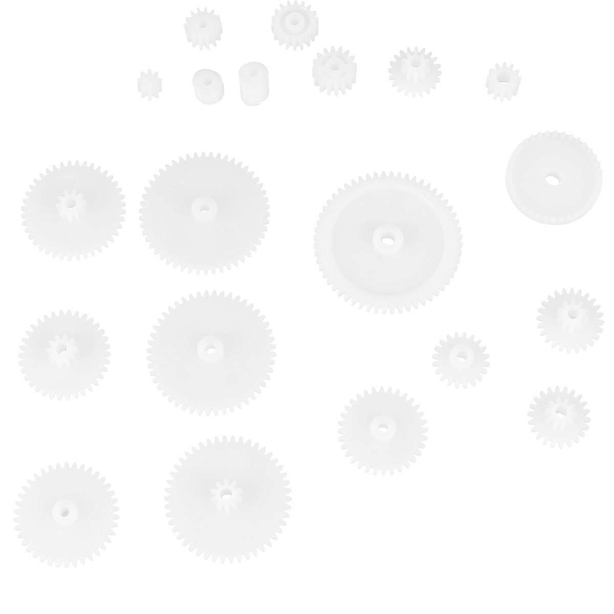 116pcs Durable Plastic Gears for Toy Car DIY Projects with Multiple Sizes 0.5 Modulus White