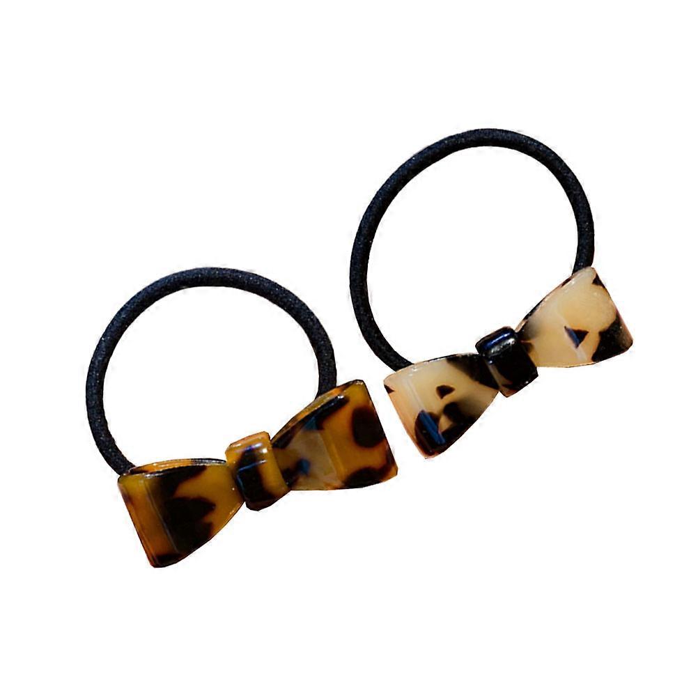 Leopard Hair Ties Bowknot Hair Rings for Woman Made of Acrylic Assorted Color