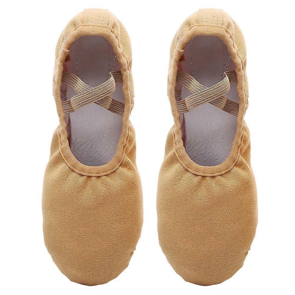Dancing Shoes Soft Sole Round Toe For Ballet Dance Jazz Breathable Camel 1Pair