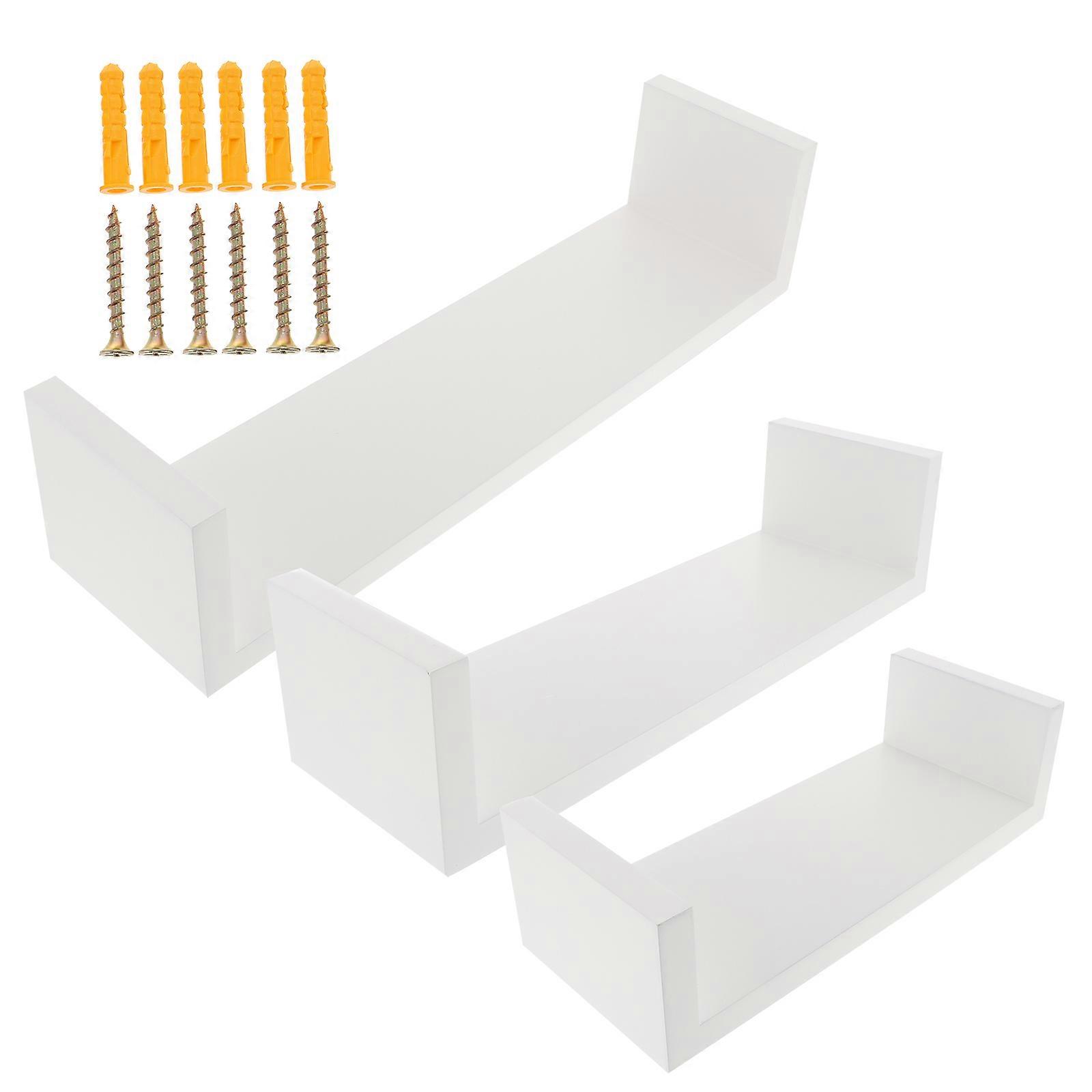 3Pcs Wall Mounted Shelves Rectangular Storage Solution For Household Items 33.3x10x9cm