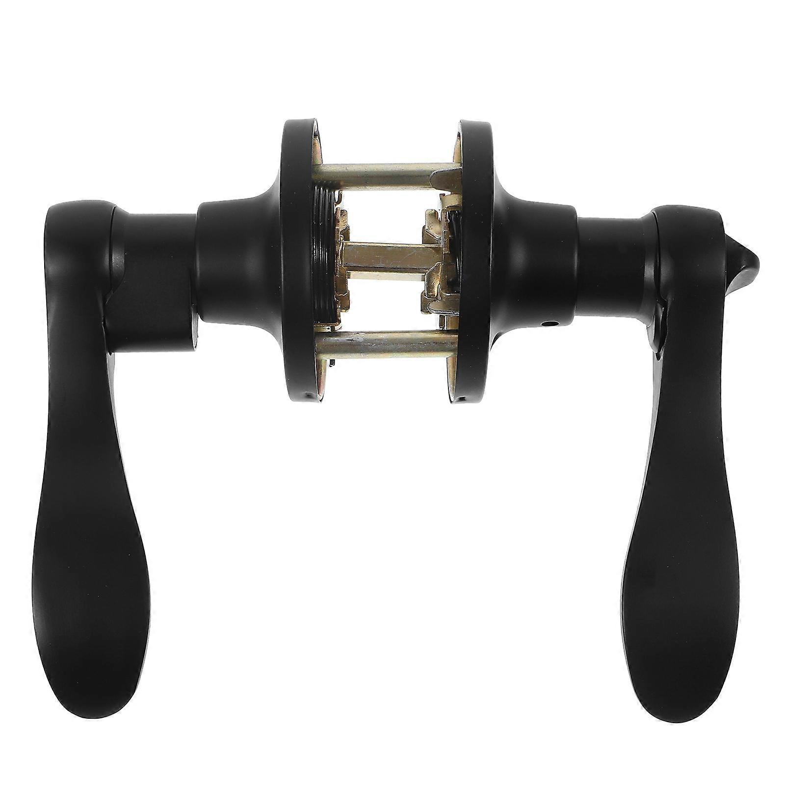 Door Handle Lock For Bedroom Use With Round Shape Design And Black Zinc Alloy Material For Security 1Pcs