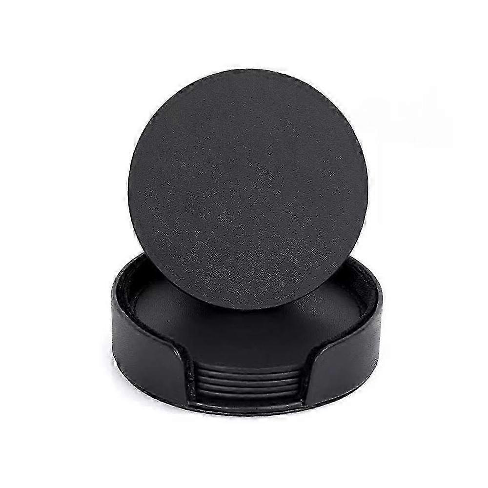 6-Pack Leather Coasters for Glasses Black drink