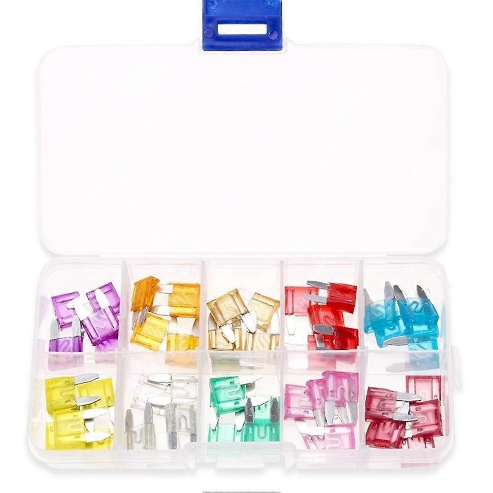 50pcs Small Standard Blade Fuse Assortment Kit For Car, Van, Truck, Bus, Motorcycle, Quad, Boat 3A-40A Automotive Fuse Set