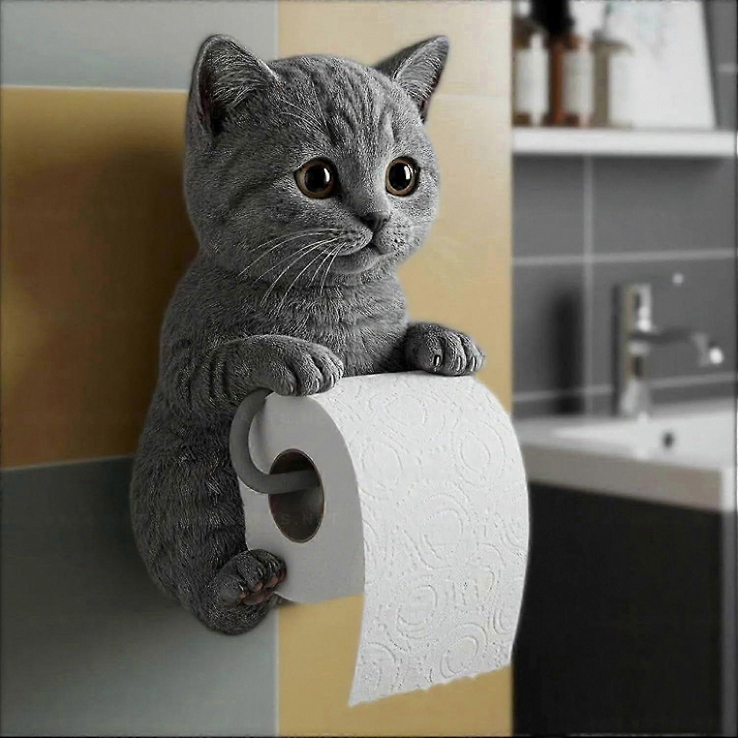 3D Cat-Shaped Paper Towel Holder, Wall-Mounted Decorative Storage for Bathroom and Kitchen Use, Creative and Functional Home Accessory