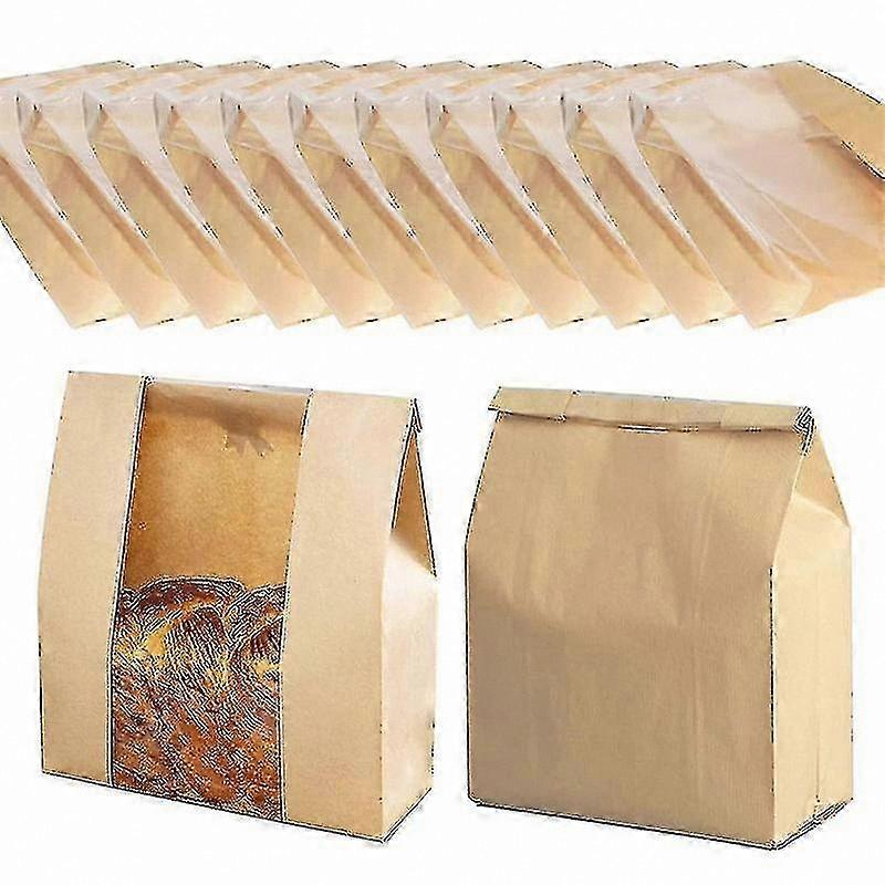 25 Pack Paper Bread Bags with Clear Window for Sourdough and Cookies