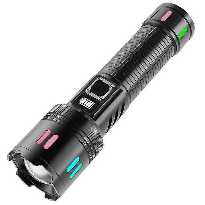 IPX7 waterproof 000 lumen tactical flashlight with USB-C fast charging  5 zoom modes 500  and camping emergency warning