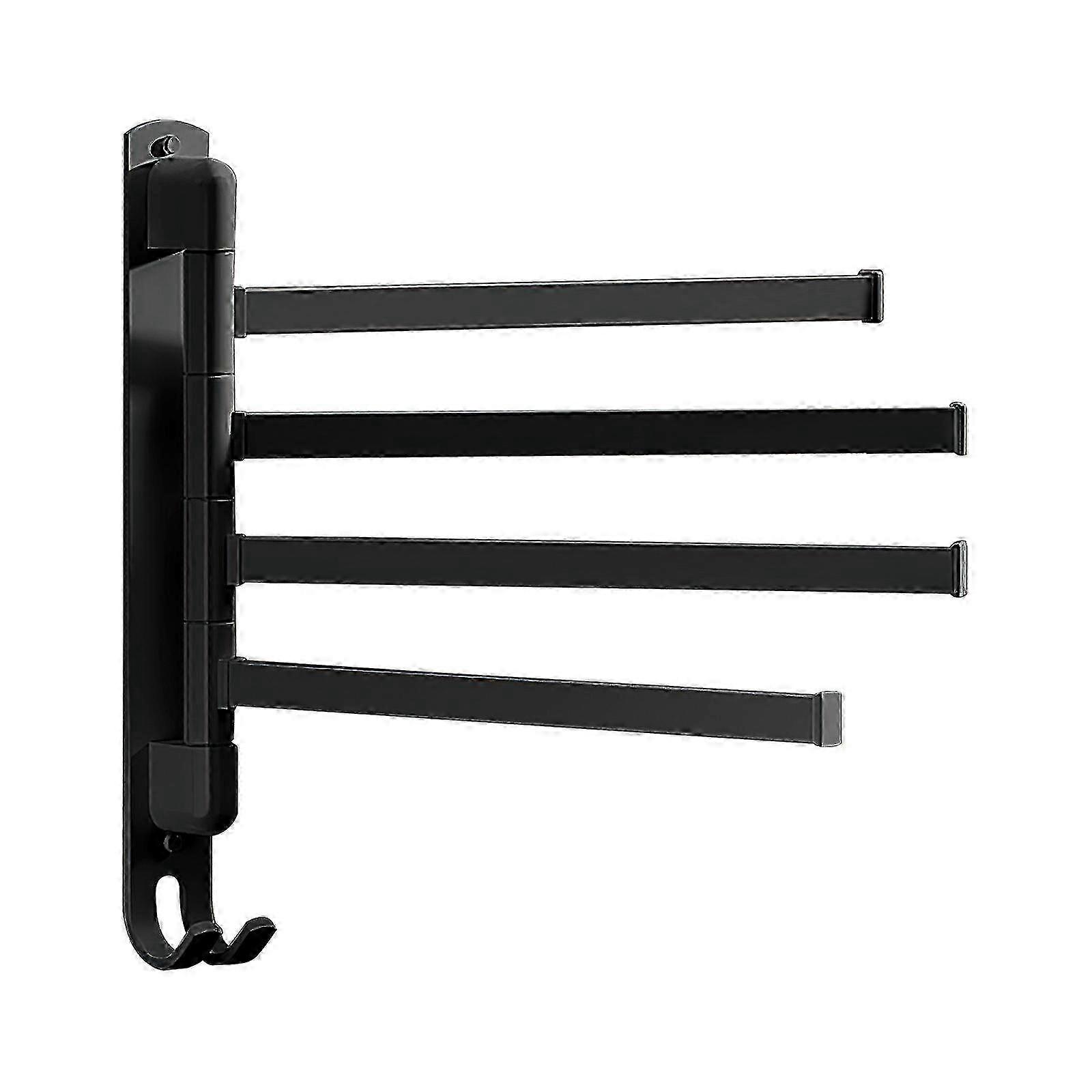 Roterende svingbart håndklestativ for bad i rustfritt stål med 180 graders rotasjon og 3/4/5 arm