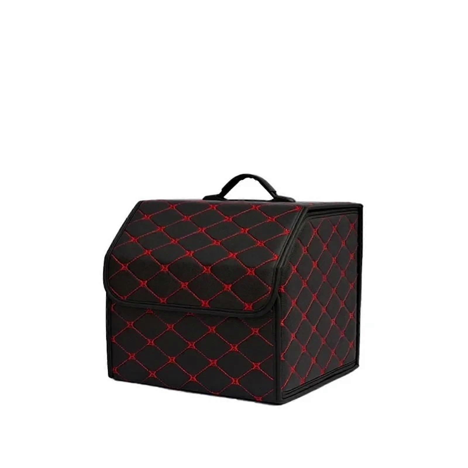 Car Trunk Organizer Box, Large Capacity, Auto Multiuse Tools, Storage Bag, Tidying, Leather, Folding For Emergency(Red,S) S Red