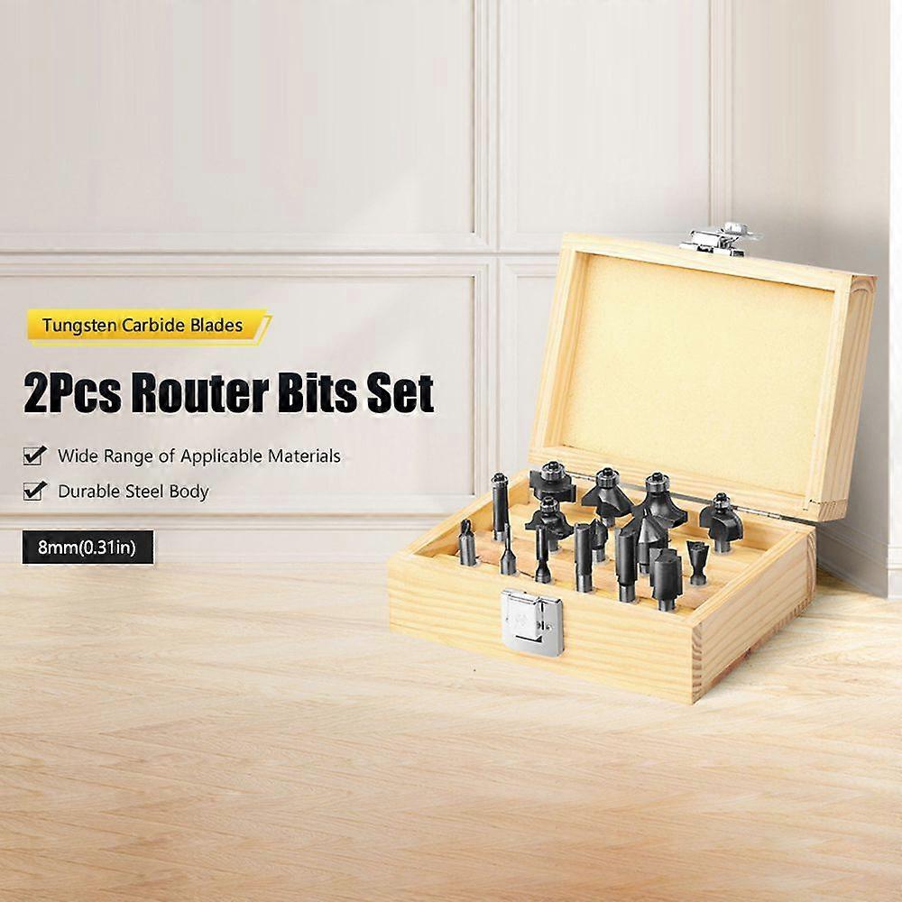 15pcs Woodworking Milling Cutter 8mm Shank Trimming Machine Fillet Cutter Chamfer Cutter Slotting Cutter Router Bit Set Carpentry Accessory