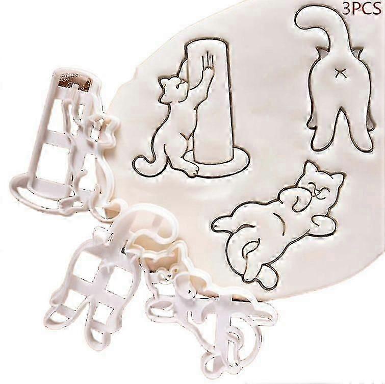 1/3pcs Cat Cookie Cutters Kitty Butt Shape DIY Biscuit Cookie Mold Stamp Bakeware SHYTMV