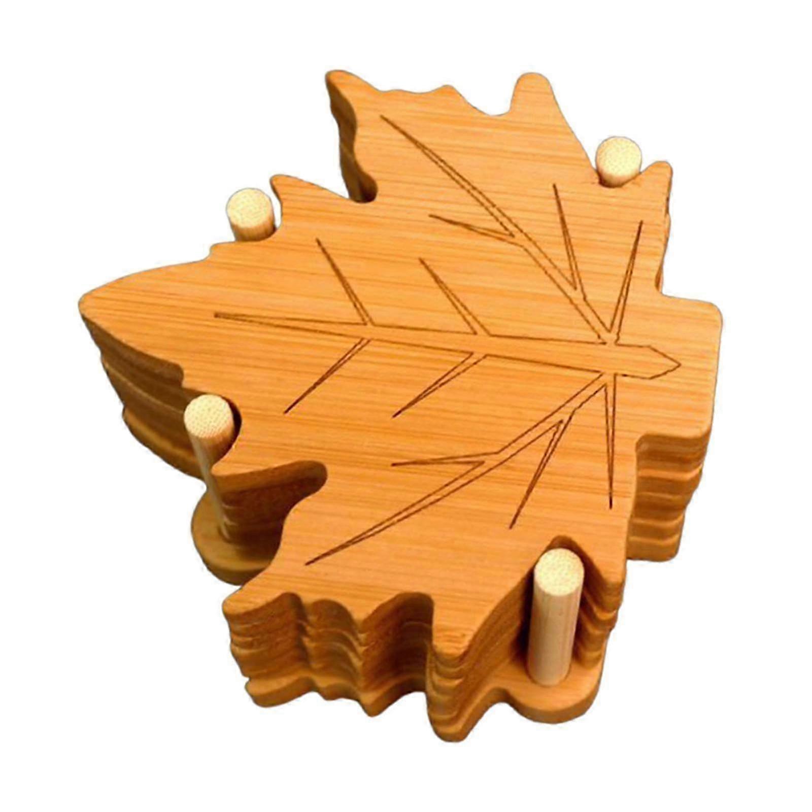 6 Pack Fall Leaves Coasters for Table, Fridge & Restaurant - Square Leaf Design Non-Slip Base