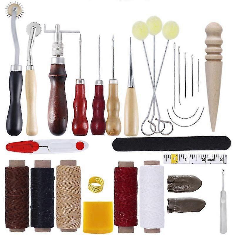 Leather Craft Tools Kit - Hand Sewing Stitching Punch Carving Work
