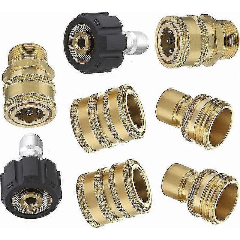 Pressure Washer Accessories, High Pressure Hose Quick Connector Kit, Connects Barrel Lance and Hose, M22 3/8" Quick Connect 3/4" Quick Disconnect, 8pc