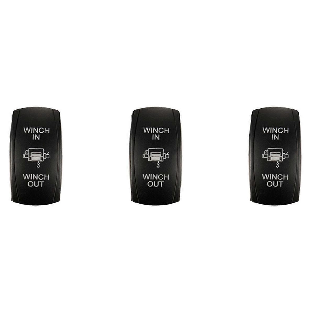 3X 7Pin laser-Momentary Rocker Switch Winch in Winch Out 12V ON-OFF-ON LED Light Blue