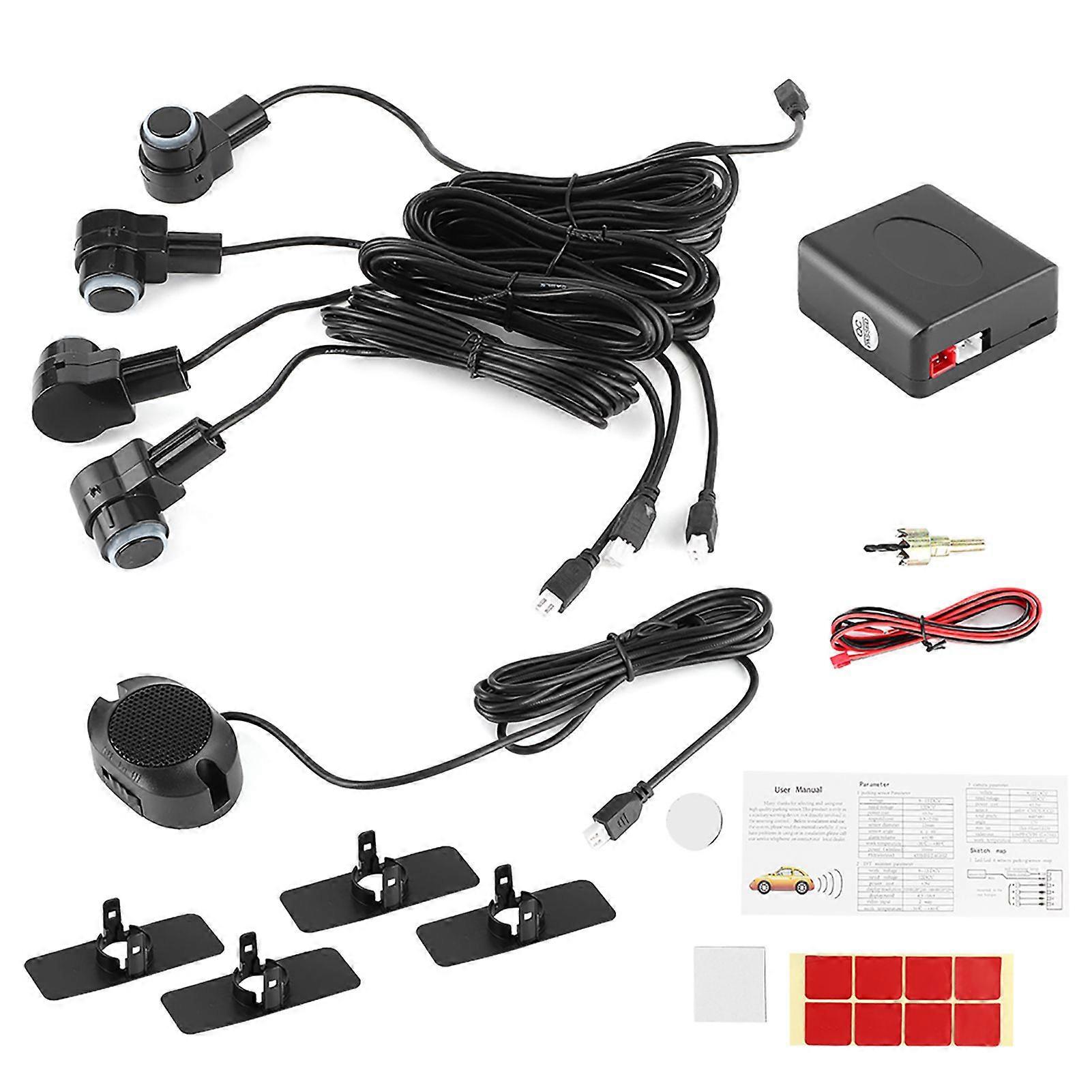 Intelligent Parking Assistance System 4 Sensor Probe Car Auto Reverse Radar 65dB Buzzer Alert Kit