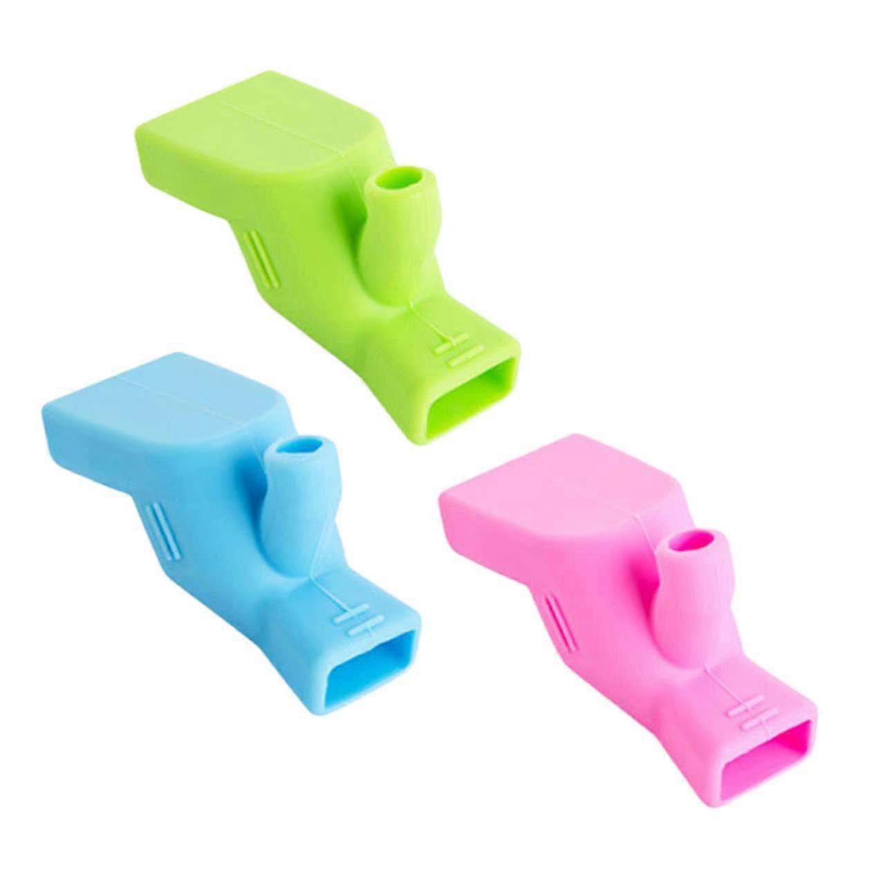 3Pcs Silicone Faucet Extender for Sink Handles in Green, Blue, Pink for Easy Hand Washing Compatible with Standard Faucets