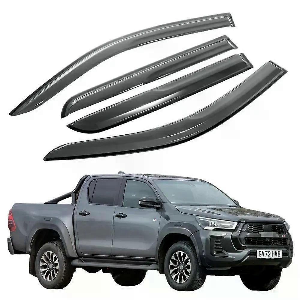 Tinted Wind Deflectors Rain Guard for Toyota Hilux 2016-2023 MK8 MK9 Invincible-fj