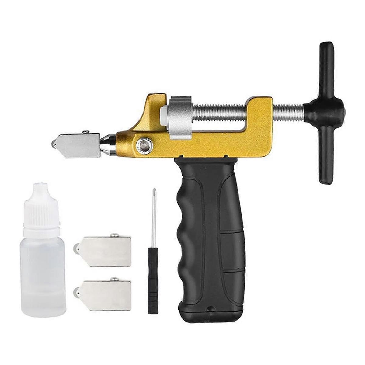 2 in 1 Glass Tile Cutter Breaker with Oiling Hole, Manual Hand Tool for Home DIY Cutting Breaking Glass, Mirror
