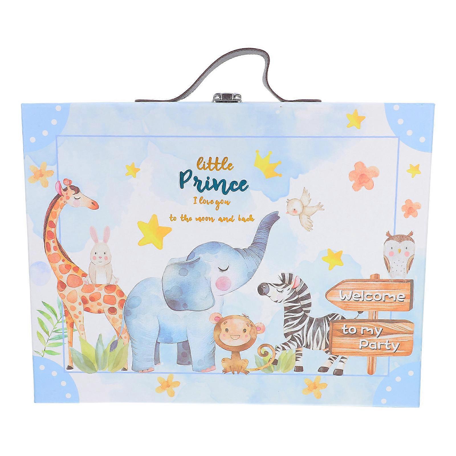 Newborn Gift Box Handheld Animal Pattern Present Box for Baby Shower