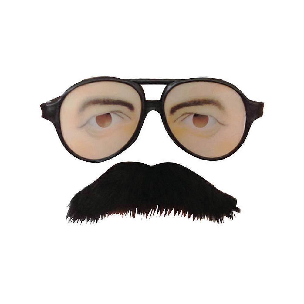 Funny Glasses with Self adhesive Fake Mustache Prank Supplies Performance Cosplay Party Props