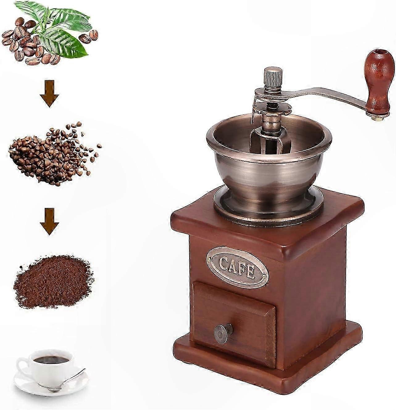 Adjustable Coarseness Manual Coffee Bean Grinder with Wooden Handle for Fresh Brewing Needs