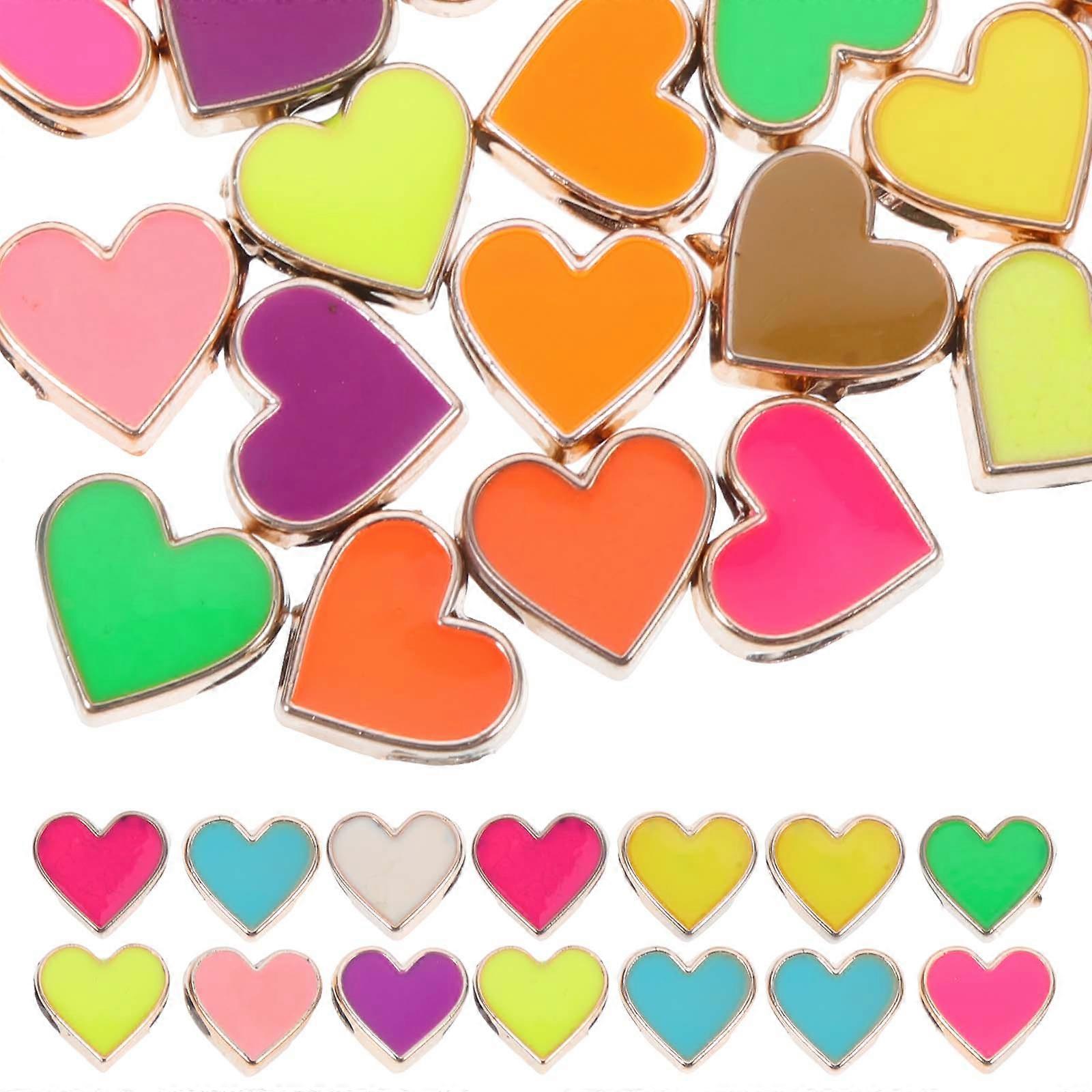 50Pcs Heart Beads DIY Heart Shaped Loose Beads Spacer Beads for DIY Jewelry Making