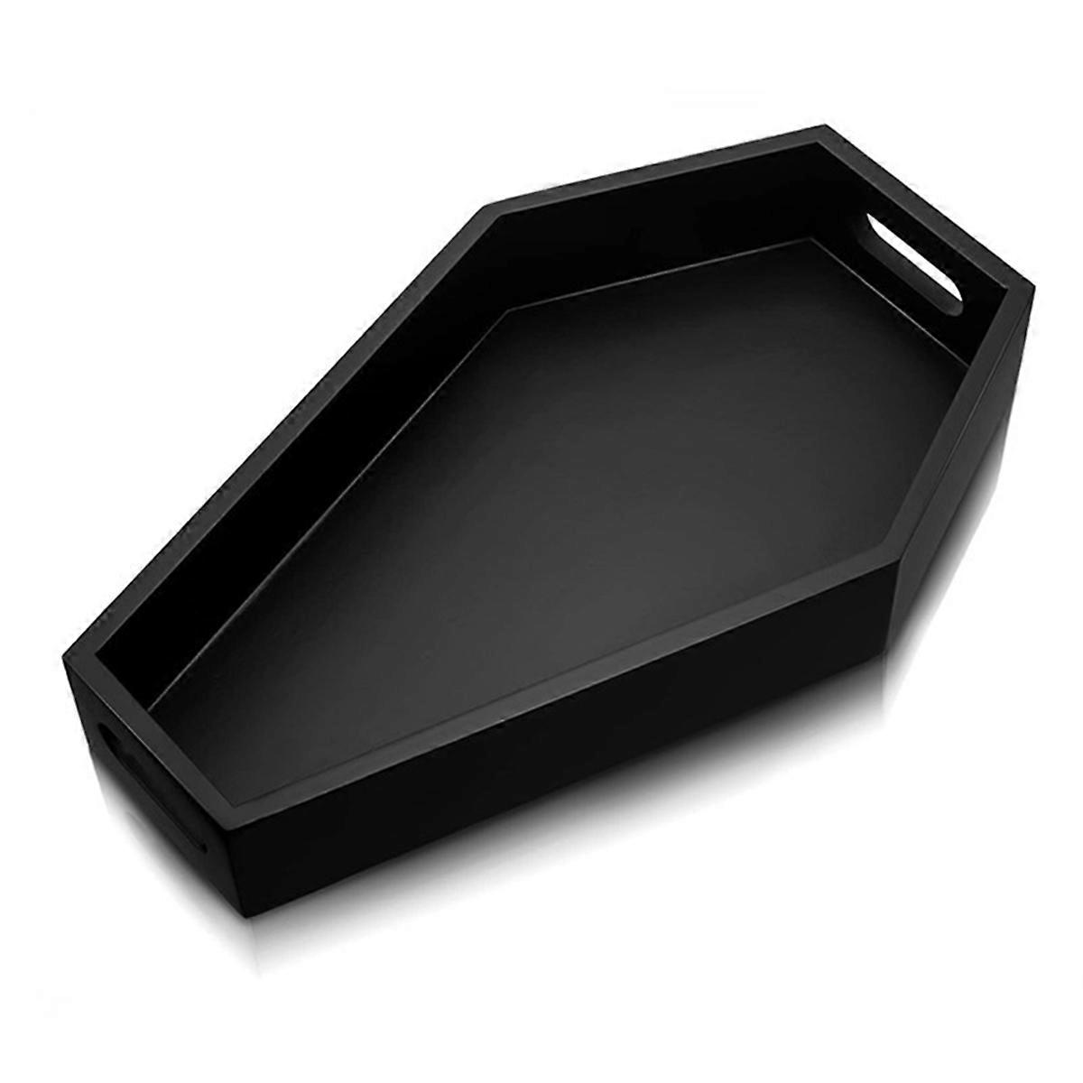 Coffin Shape Black Tray Storage Box Gothic Wood Tray