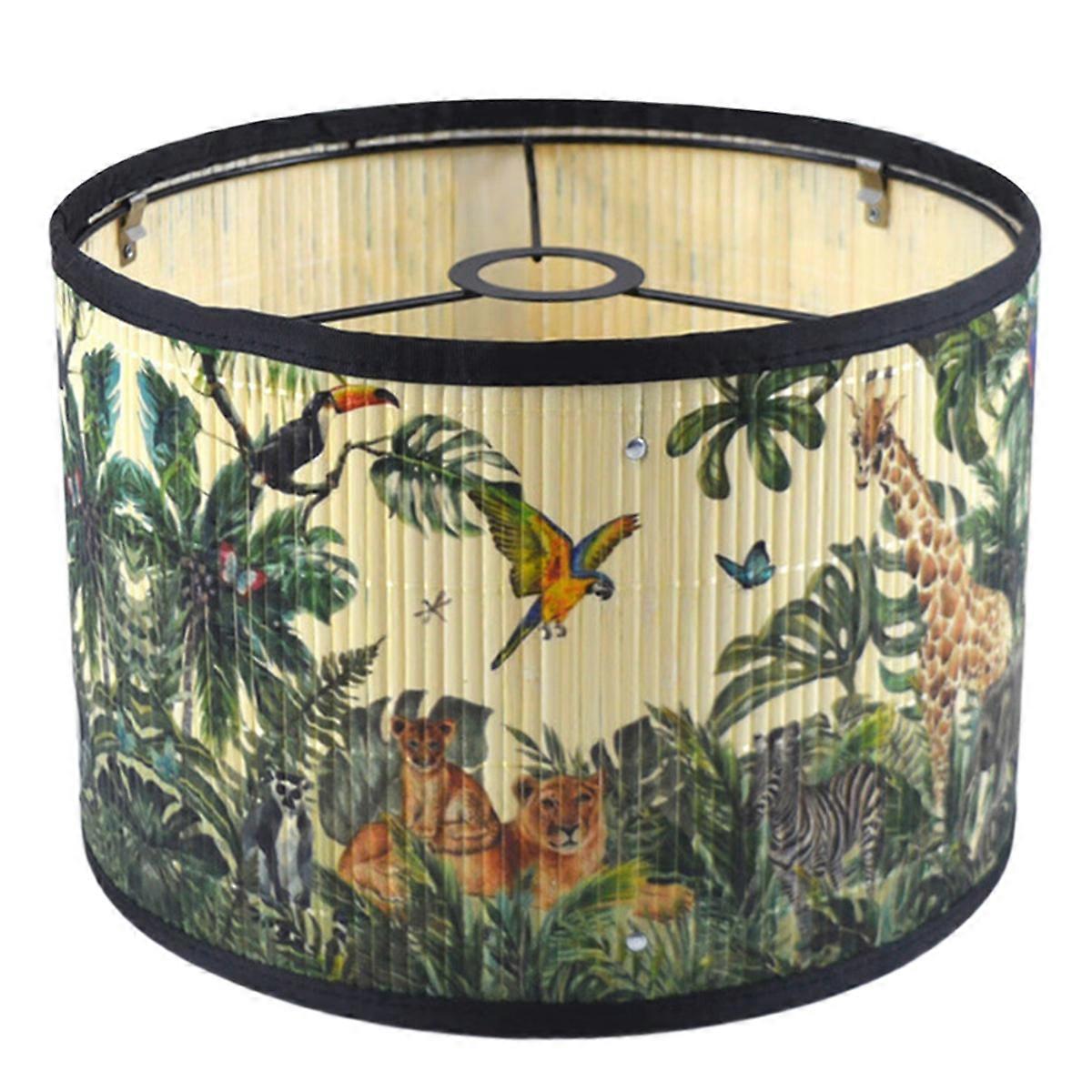 Lampshade Bright Green Plant Bird Decoration D -Shaped Lampshade Suitable for Floor Lamp, Table Lamp in Bedroom A