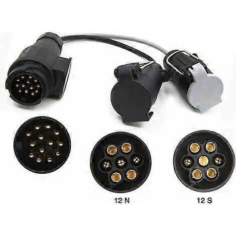 -13 Pin Caravan Trailer Towbar Socket Adapter to 12N and 12S 7 Pin
